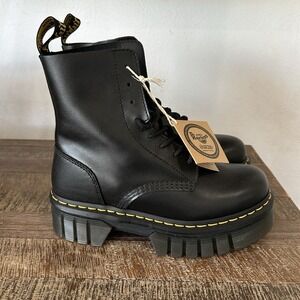 Dr Martens Audrick Chelsea Platform Boots Womens 8 Black Nappa Leather 8 Eye NEW